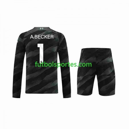 Camiseta Liverpool A.Becker 1 Portero Niño Segunda Equipación 2023/2024 Manga Larga